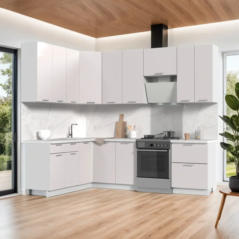 Фото 9 Кухонный гарнитур Стендмебель КсенияКГ180-200в-ББГ 200x237x60 см ЛДСП цвет белый глянец