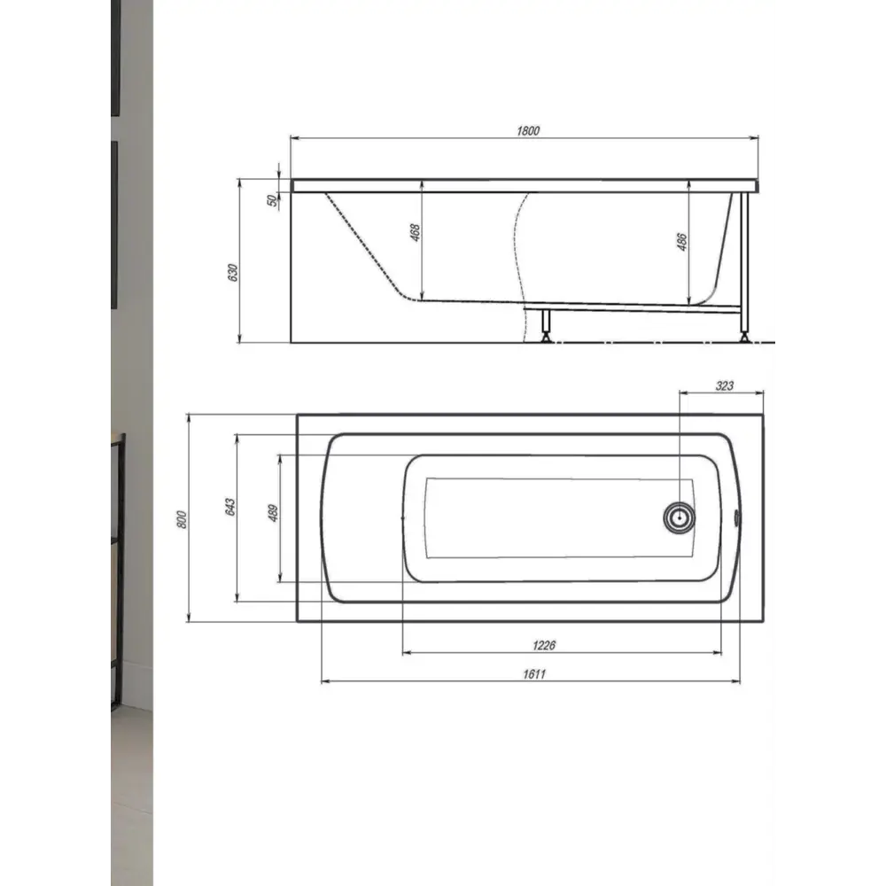 Фото 4 Ванна Timo RITTA1880 180x80x63 акриловая прямоугольная цвет белый Фото 4 Ванна Timo RITTA1880 180x80x63 акриловая прямоугольная цвет белый