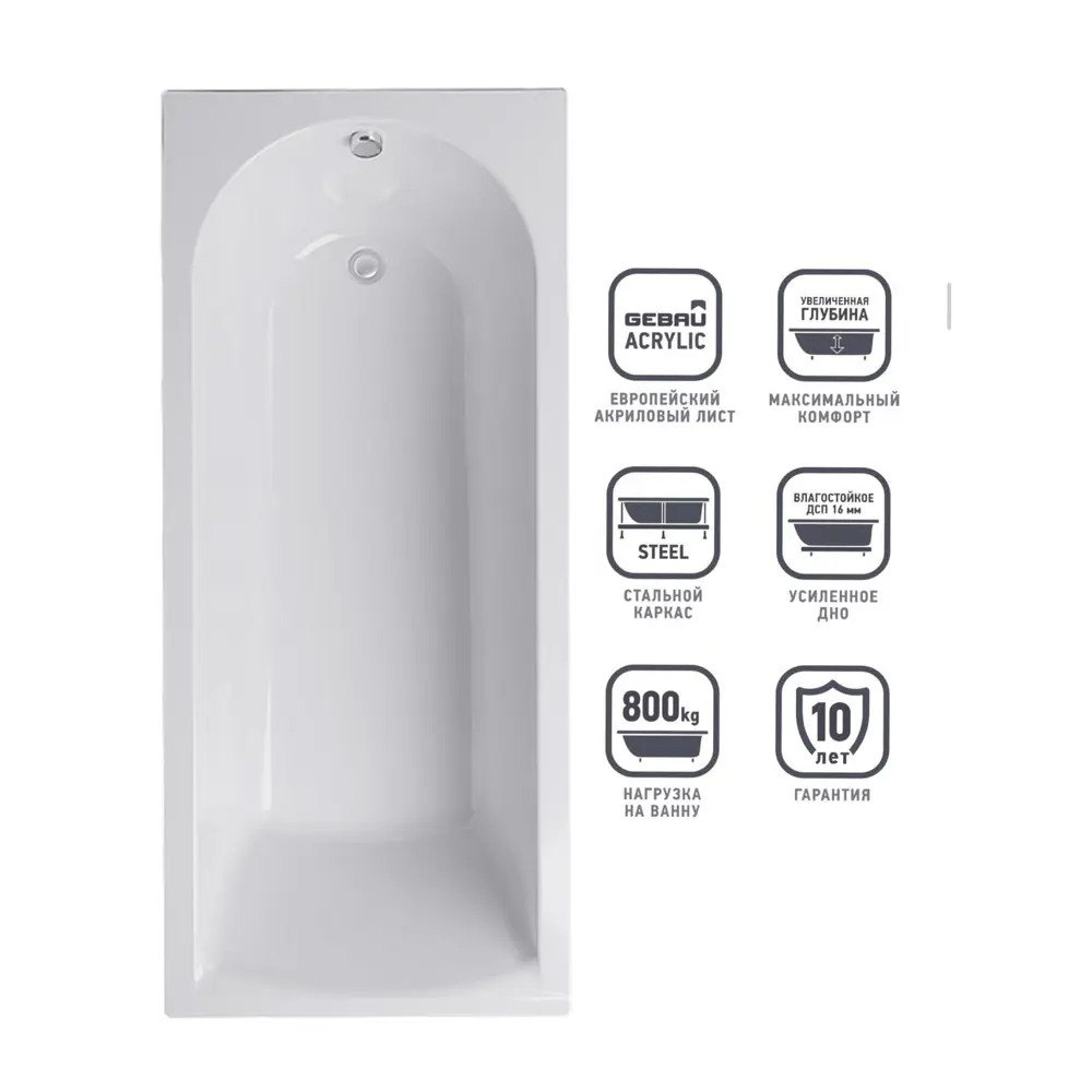 Фото 2 Прямоугольная ванна TIMO MIKA1770-KT17-SPV1505 акрил 170x70см Фото 2 Прямоугольная ванна TIMO MIKA1770-KT17-SPV1505 акрил 170x70см