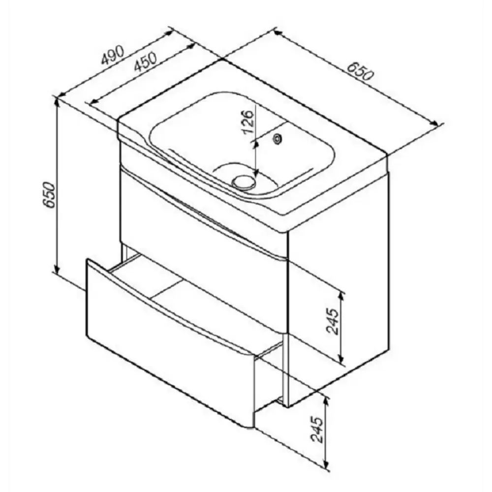 Фото 9 Тумба под раковину Am.pm M80FHX0652WG Like подвесная 65 см 2 ящика белый