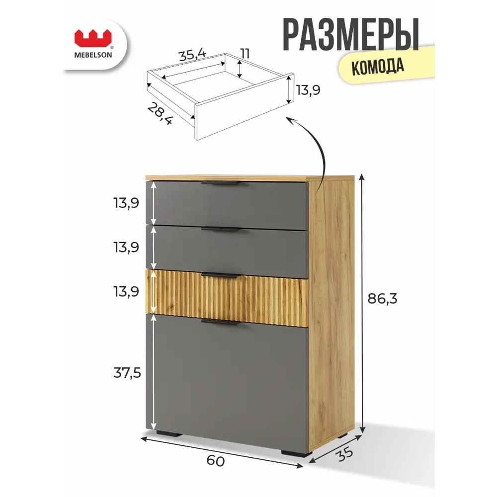 Фото 4 Комплект мебели для прихожей Mebelson К21 115x175x35.3 см ЛДСП цвет дуб крафт золотой/графит/черный СПБ2 Фото 4 Комплект мебели для прихожей Mebelson К21 115x175x35.3 см ЛДСП цвет дуб крафт золотой/графит/черный СПБ2