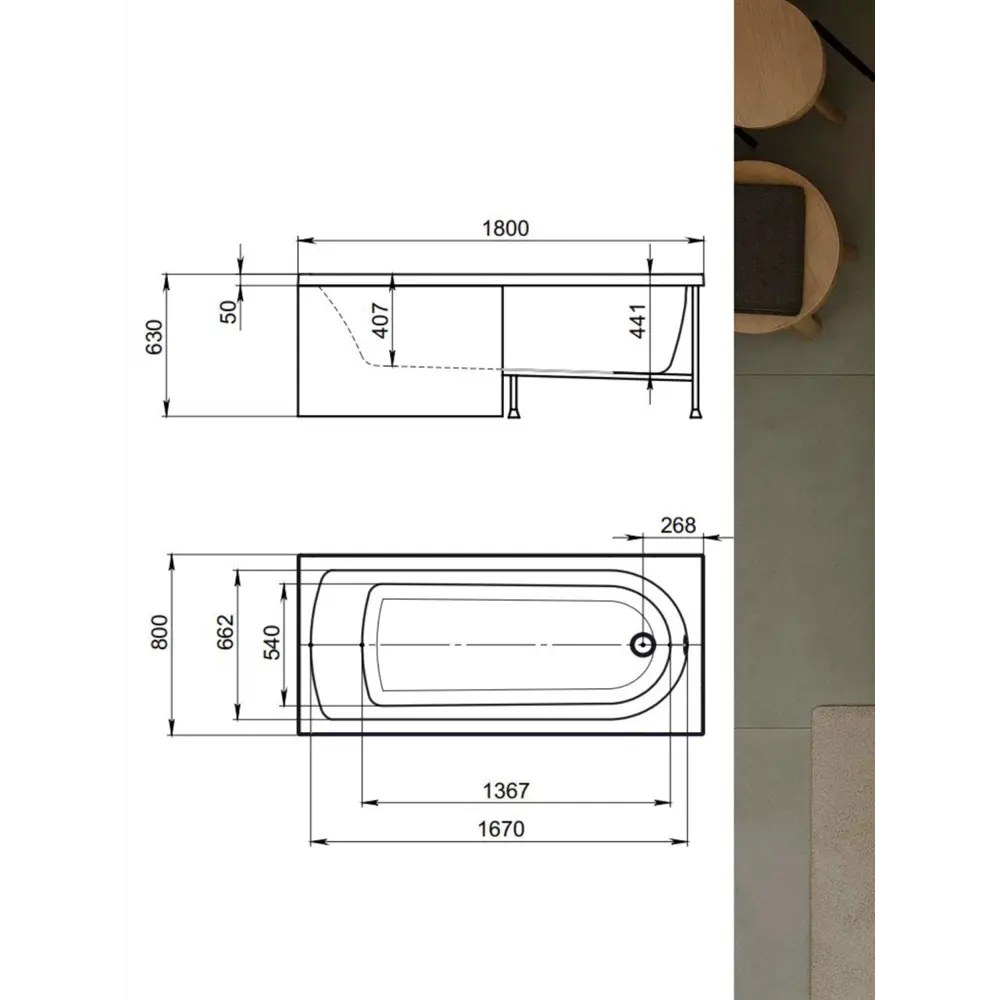 Фото 4 Прямоугольная ванна TIMO MIKA1880-KT18-SPV1505 акрил 180x80см Фото 4 Прямоугольная ванна TIMO MIKA1880-KT18-SPV1505 акрил 180x80см