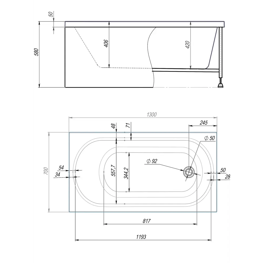 Фото 4 Прямоугольная ванна TIMO ROHA1370-KT13-SPV1505 акрил 130x70см Фото 4 Прямоугольная ванна TIMO ROHA1370-KT13-SPV1505 акрил 130x70см