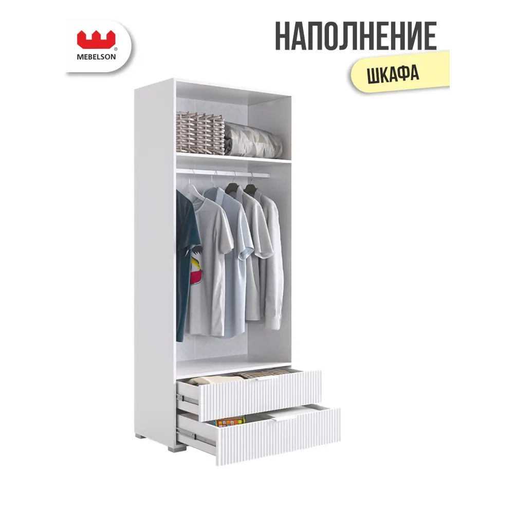 Фото 4 Шкаф распашной Mebelson Зефир с 4 дверями 80x230x42.2 см ЛДСП цвет белое дерево/белый эмаль Фото 4 Шкаф распашной Mebelson Зефир с 4 дверями 80x230x42.2 см ЛДСП цвет белое дерево/белый эмаль