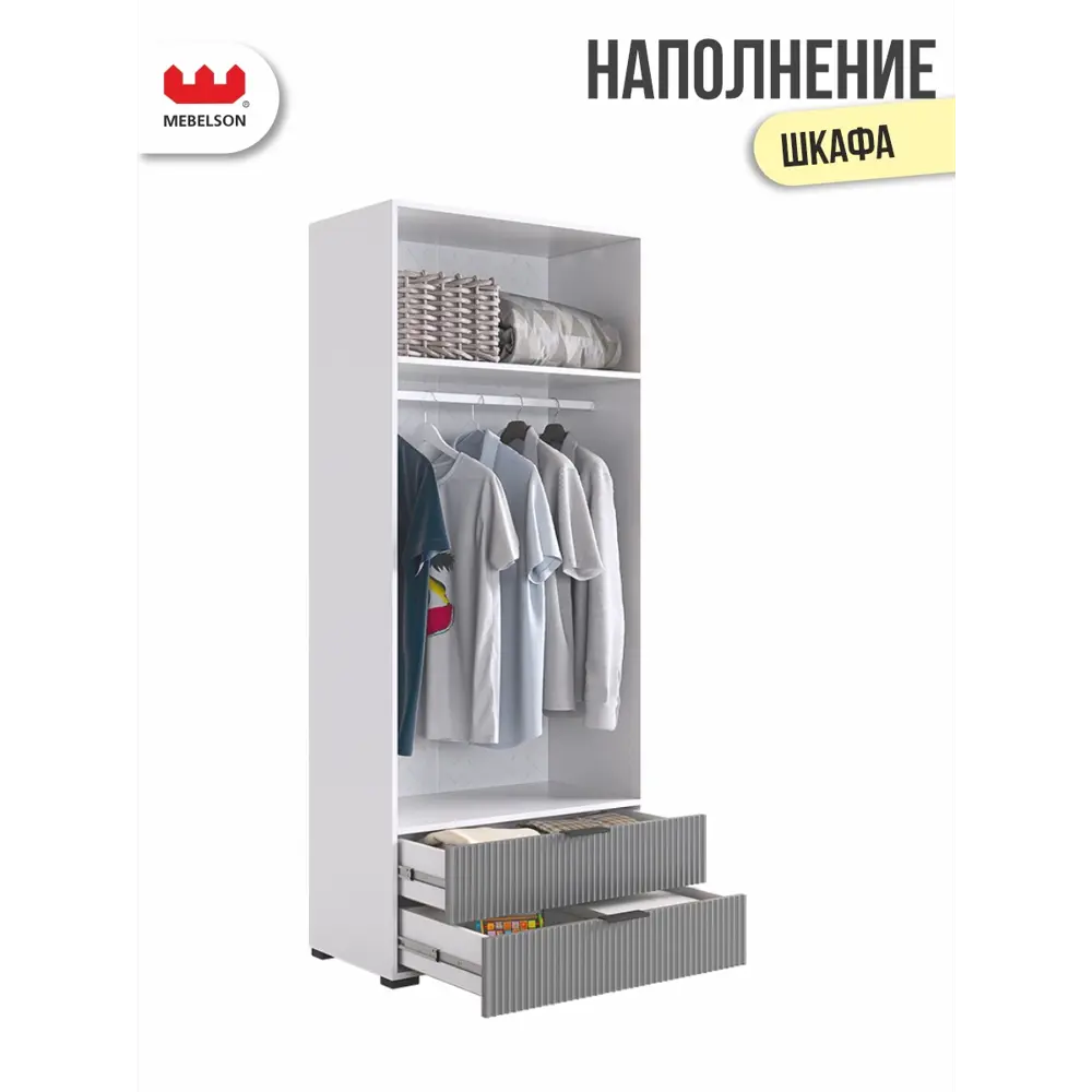 Фото 4 Шкаф распашной Mebelson Зефир с 4 дверями 80x230x42.2 см ЛДСП цвет белое дерево/серый эмаль Фото 4 Шкаф распашной Mebelson Зефир с 4 дверями 80x230x42.2 см ЛДСП цвет белое дерево/серый эмаль