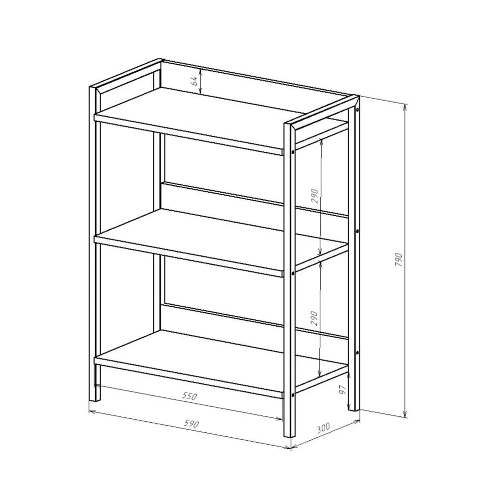 Фото 10 Стеллаж 3 полки 59x79x30 см металл цвет белый