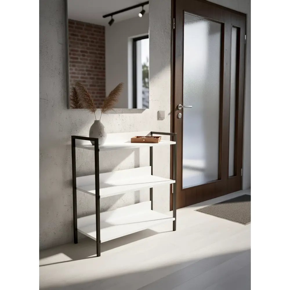 Фото Стеллаж 3 полки 59x79x30 см металл цвет белый