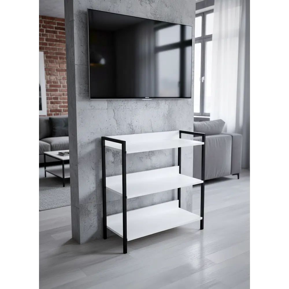 Фото 3 Стеллаж 3 полки 59x79x30 см металл цвет белый