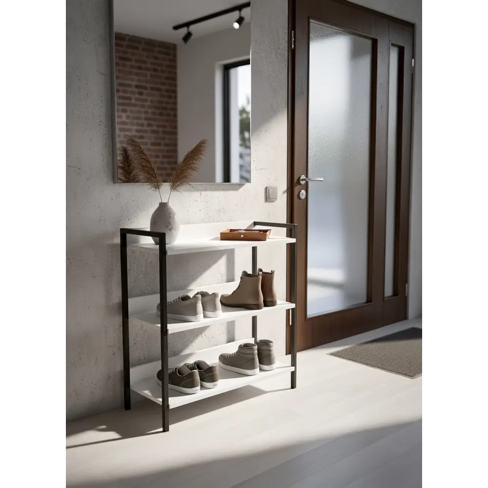 Фото 2 Стеллаж 3 полки 59x79x30 см металл цвет белый