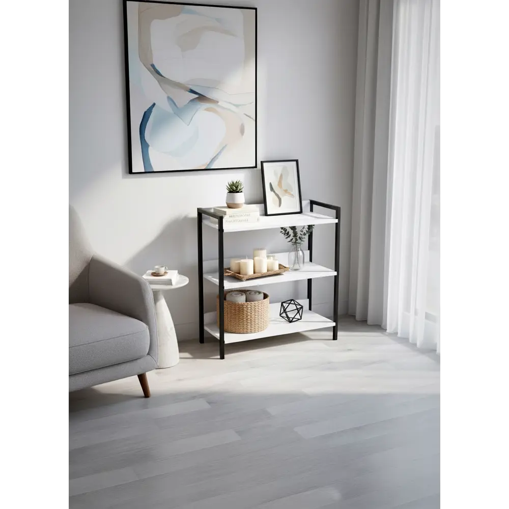 Фото 9 Стеллаж 3 полки 59x79x30 см металл цвет белый