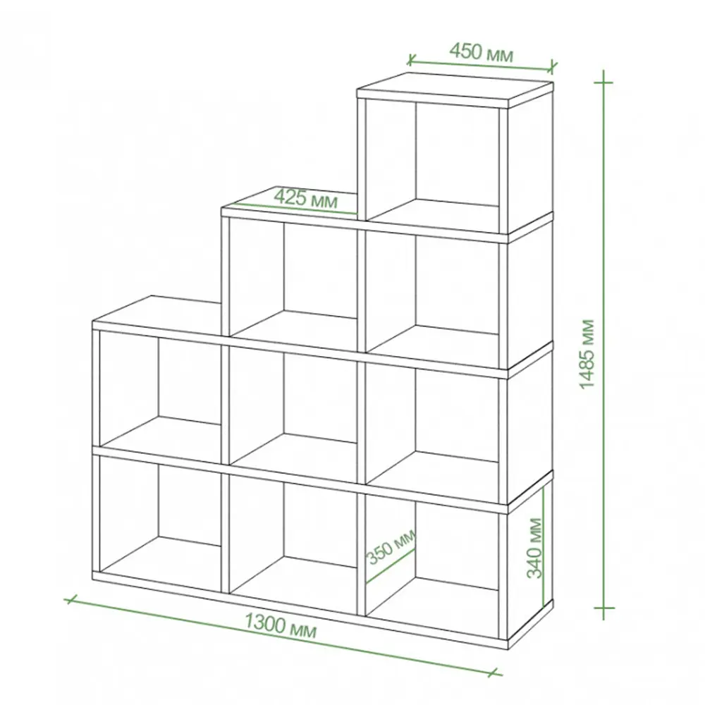 Фото 3 Стеллаж Мэрдэс 9 секций 130x149x35 см ЛДСП цвет графит/дуб сонома Фото 3 Стеллаж Мэрдэс 9 секций 130x149x35 см ЛДСП цвет графит/дуб сонома