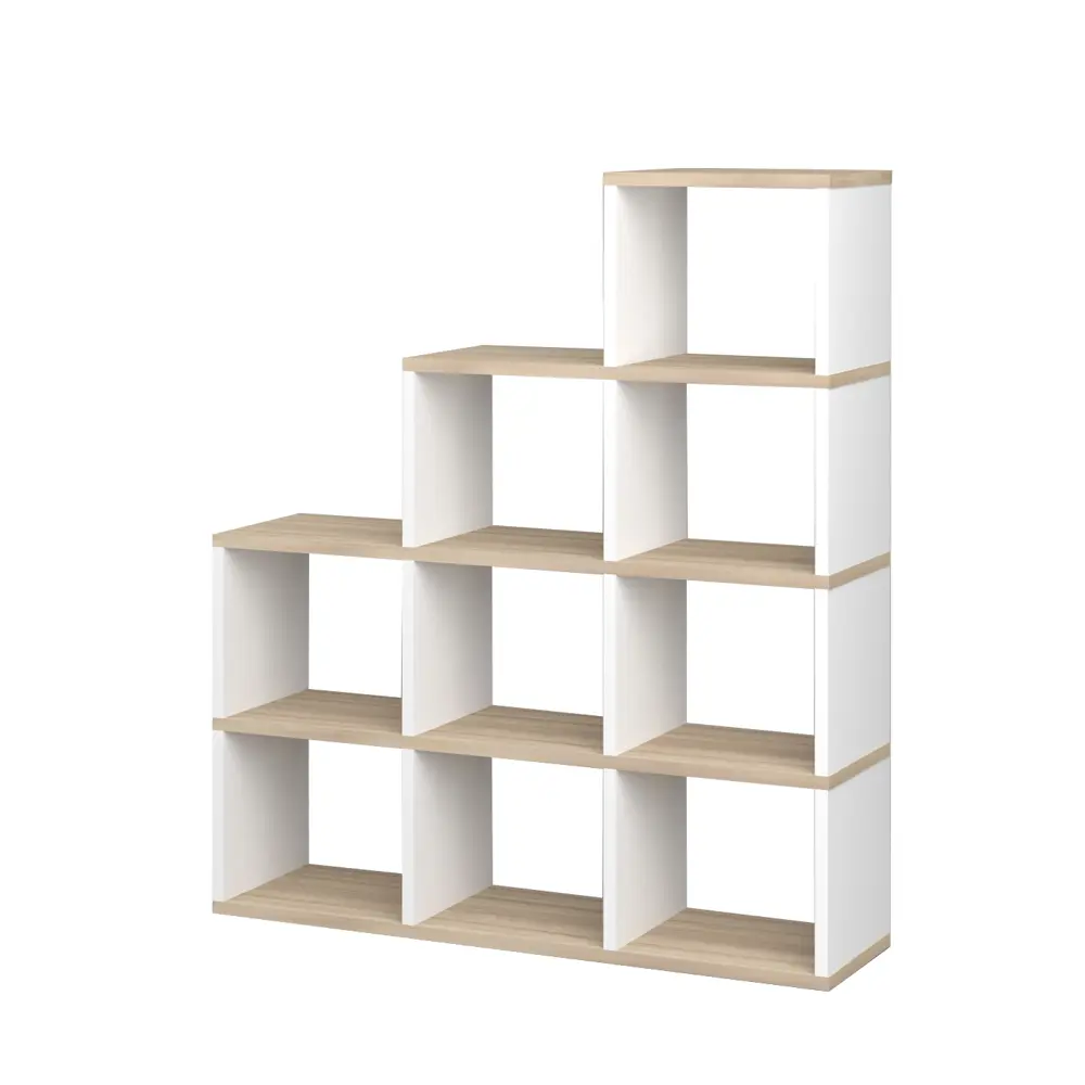 Фото 2 Стеллаж Мэрдэс 9 секций 130x149x35 см ЛДСП цвет белый/дуб сонома Фото 2 Стеллаж Мэрдэс 9 секций 130x149x35 см ЛДСП цвет белый/дуб сонома