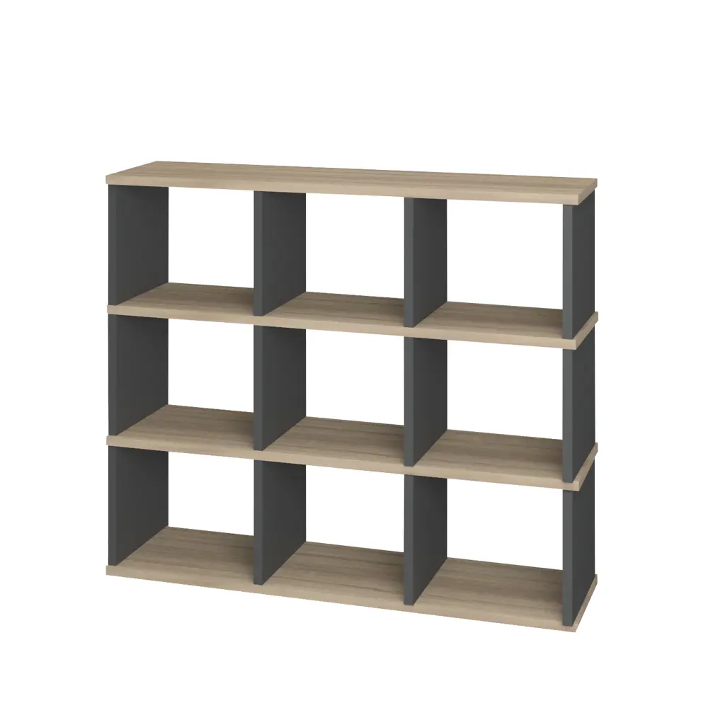 Фото 2 Стеллаж Мэрдэс 9 секций 130x120x35 см ЛДСП цвет графит/дуб сонома Фото 2 Стеллаж Мэрдэс 9 секций 130x120x35 см ЛДСП цвет графит/дуб сонома
