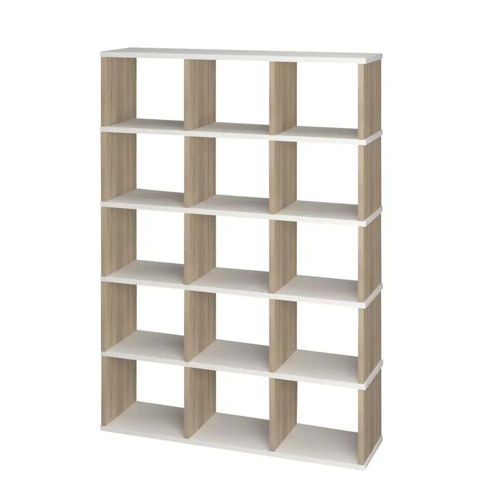 Фото 2 Стеллаж Мэрдэс 15 секций 130x185x35 см ЛДСП цвет дуб сонома/белый Фото 2 Стеллаж Мэрдэс 15 секций 130x185x35 см ЛДСП цвет дуб сонома/белый