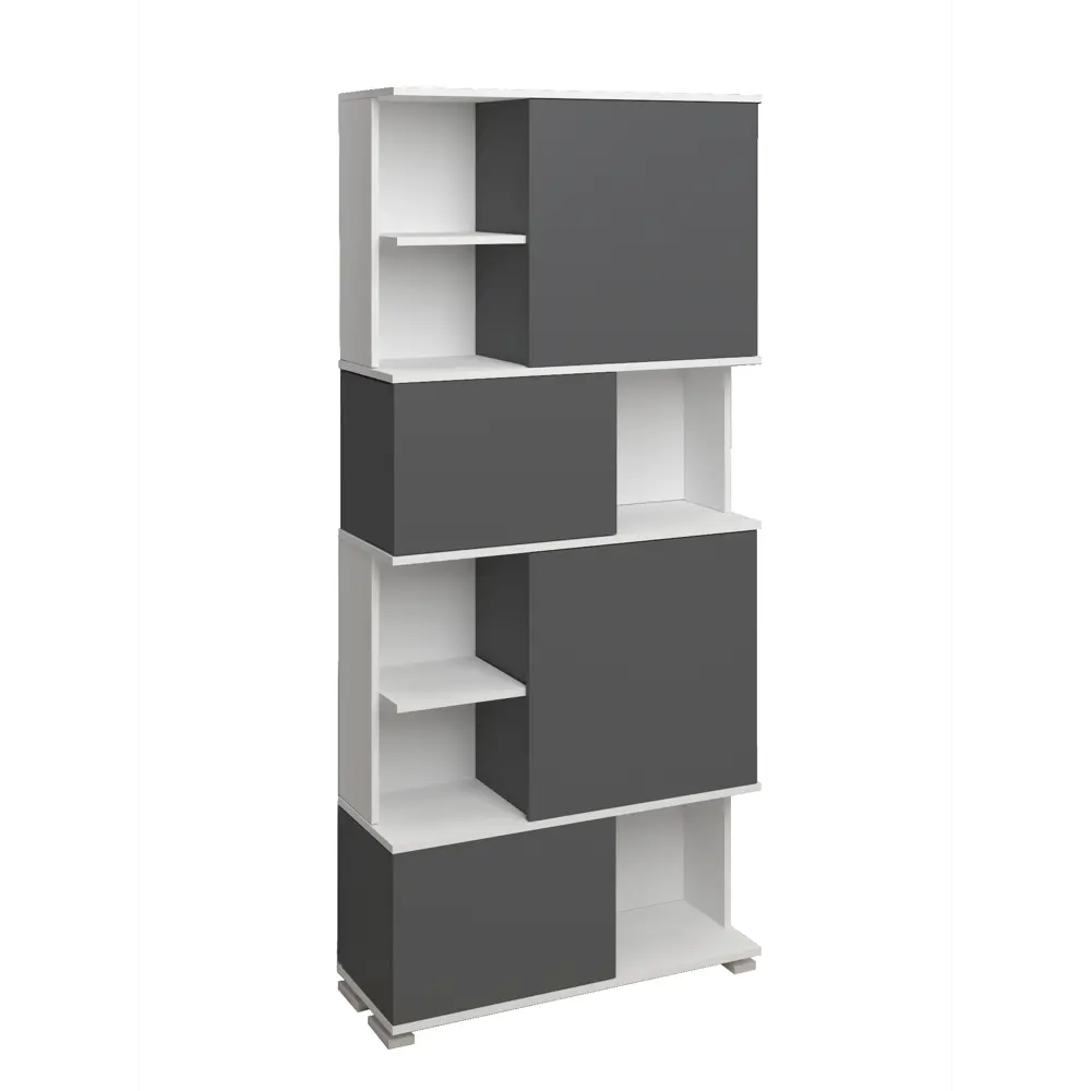 Фото 2 Стеллаж 5 столов 8 секций 85x190x32 см ЛДСП цвет белый/графит Фото 2 Стеллаж 5 столов 8 секций 85x190x32 см ЛДСП цвет белый/графит