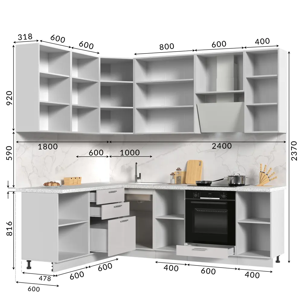 Фото 11 Кухонный гарнитур Стендмебель Ксения со столешницей Лён 240x237x60 см ЛДСП цвет белый глянец Фото 11 Кухонный гарнитур Стендмебель Ксения со столешницей Лён 240x237x60 см ЛДСП цвет белый глянец