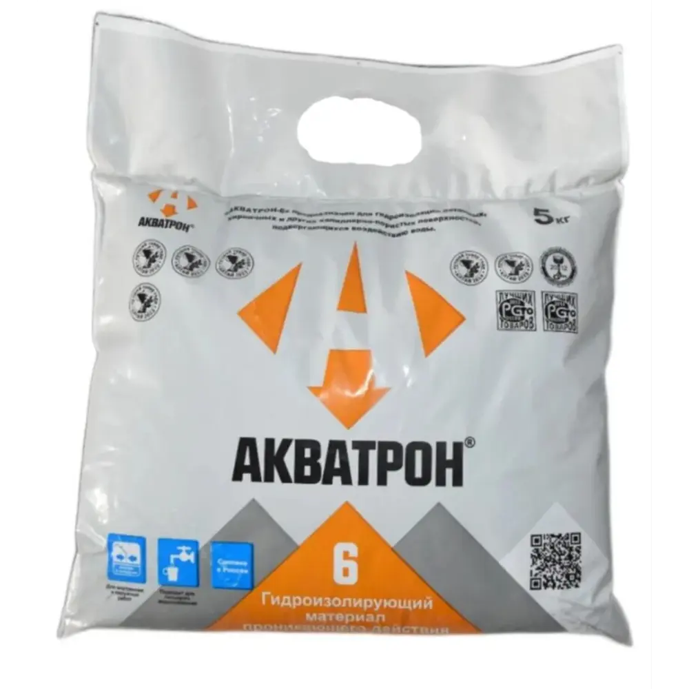 Фото Гидроизоляция цементная проникающая Акватон 6 5кг Фото Гидроизоляция цементная проникающая Акватон 6 5кг