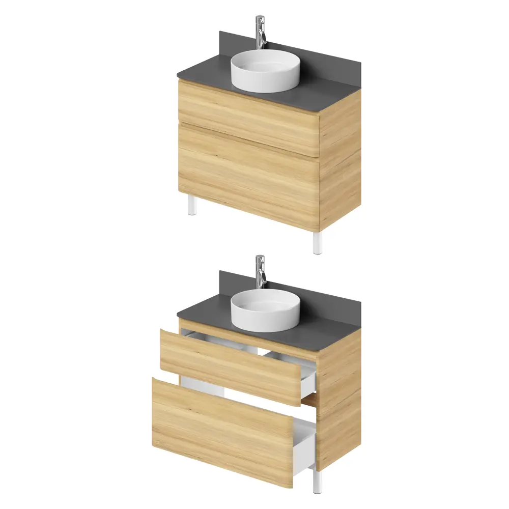 Фото 10 Тумба со столешницей под раковину напольная Итана 4Roberto 100см цвет дуб мавелла голд