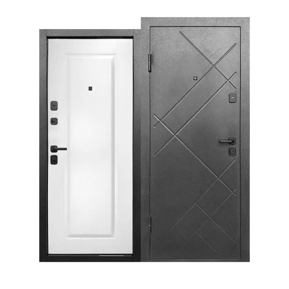 Фото Входная дверь Бриз Штамп МП левый 205x86см цвет букле графит/эмалит белый