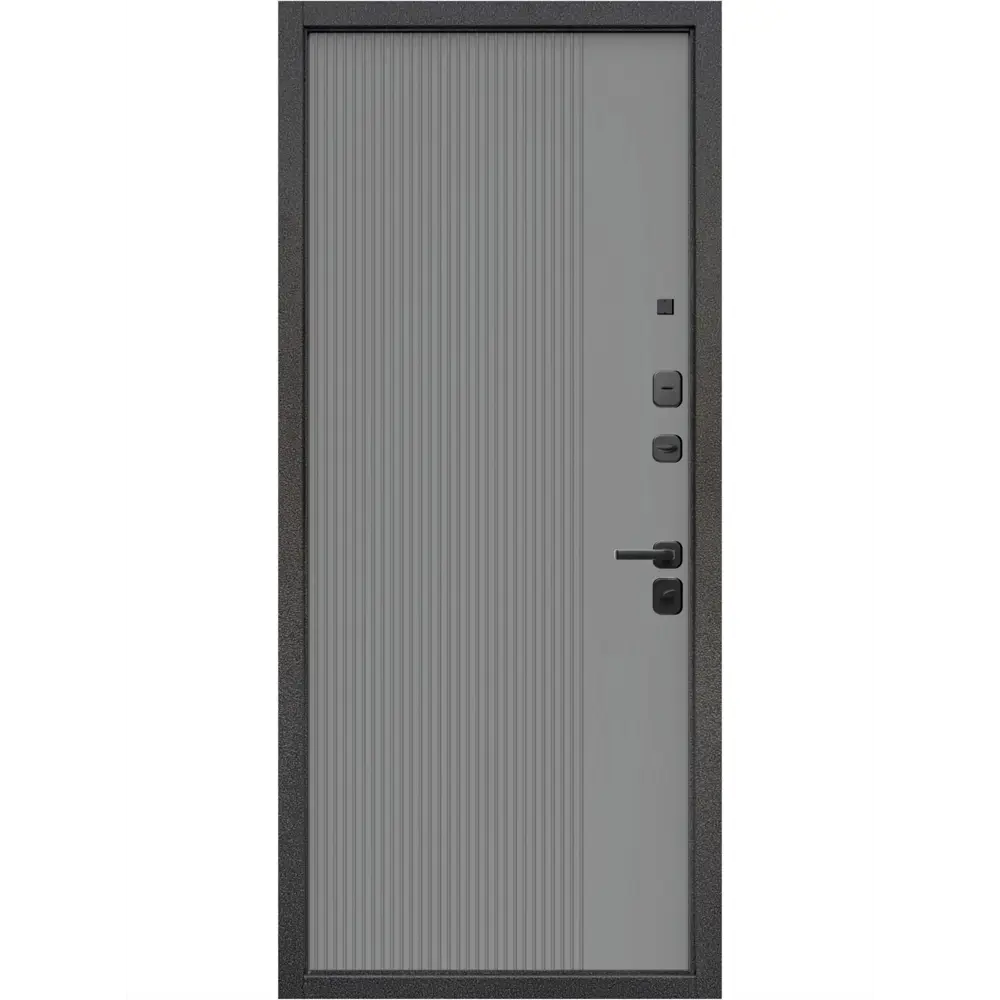 Фото 3 Входная дверь Бриз Вертикаль правый 205x86см цвет муар черный и сатин серый/серый