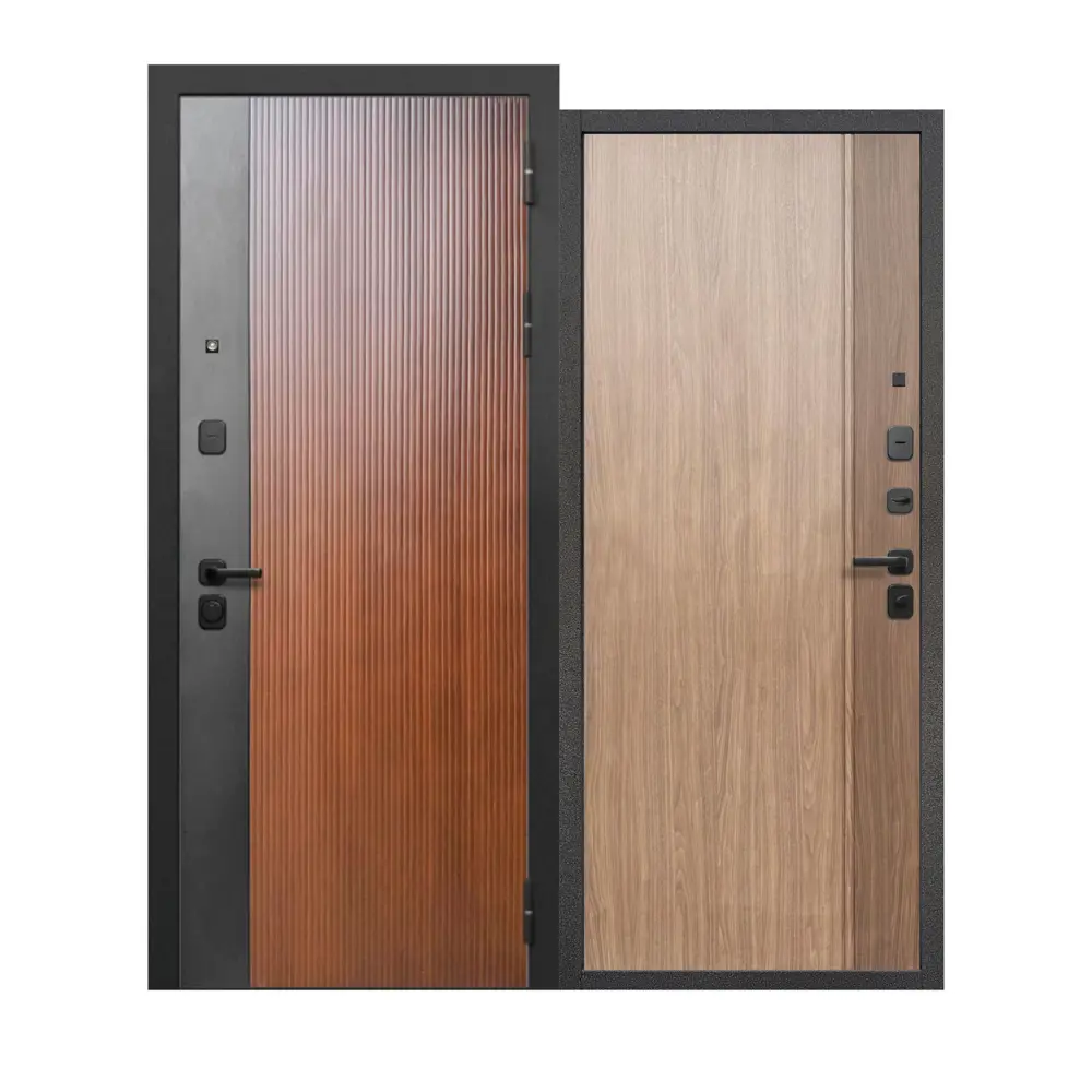Фото Входная дверь Бриз Вертикаль МП правый 205x86см цвет грецкий орех и сатин черный/орех Фото Входная дверь Бриз Вертикаль МП правый 205x86см цвет грецкий орех и сатин черный/орех