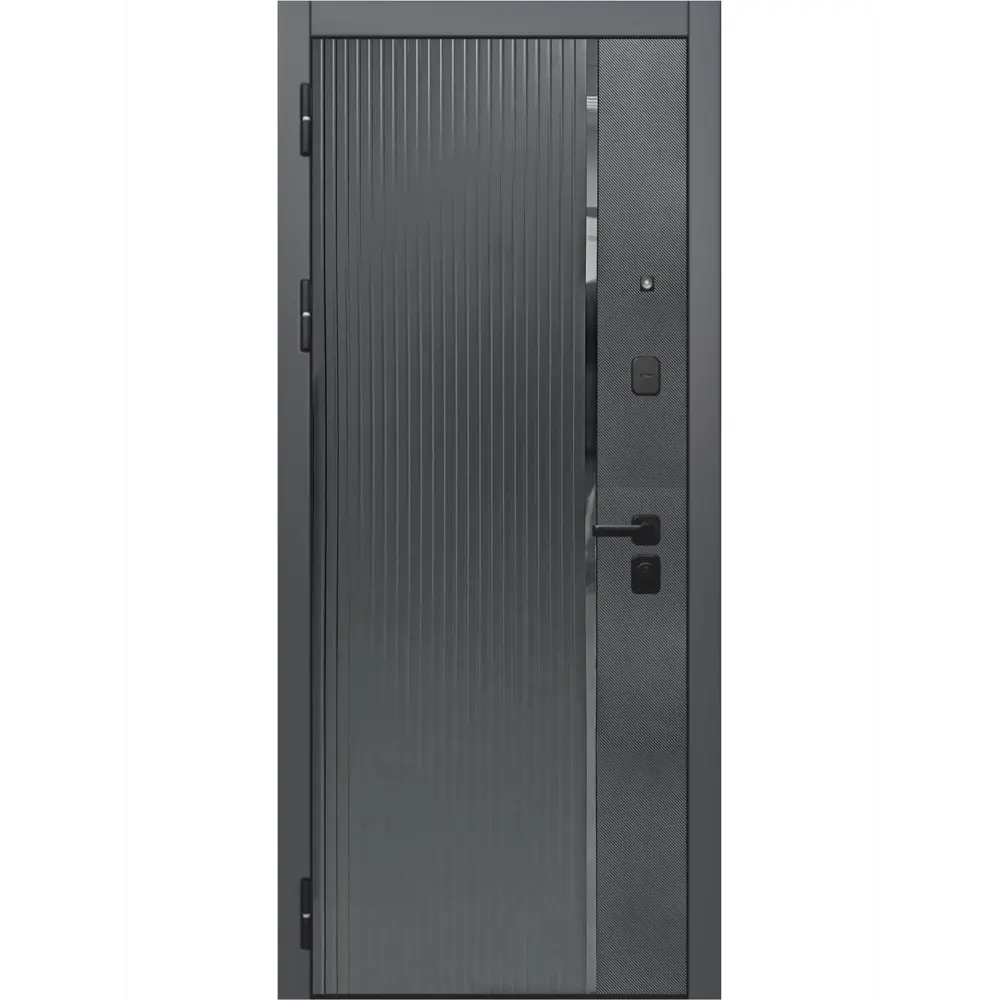 Фото 2 Входная дверь Бриз левый 205x96см цвет карбон и сатин графит/эмалит белый Фото 2 Входная дверь Бриз левый 205x96см цвет карбон и сатин графит/эмалит белый