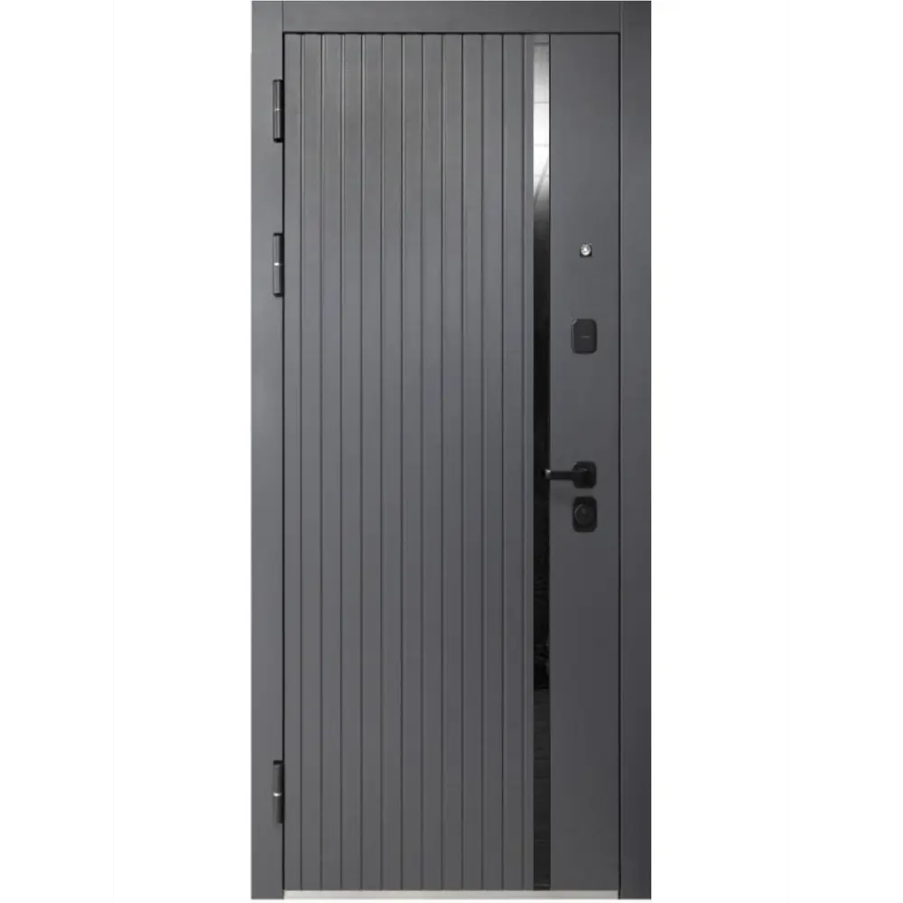 Фото 2 Входная дверь Бриз левый 205x86см цвет сатин графит/эмалит белый с зеркалом Фото 2 Входная дверь Бриз левый 205x86см цвет сатин графит/эмалит белый с зеркалом