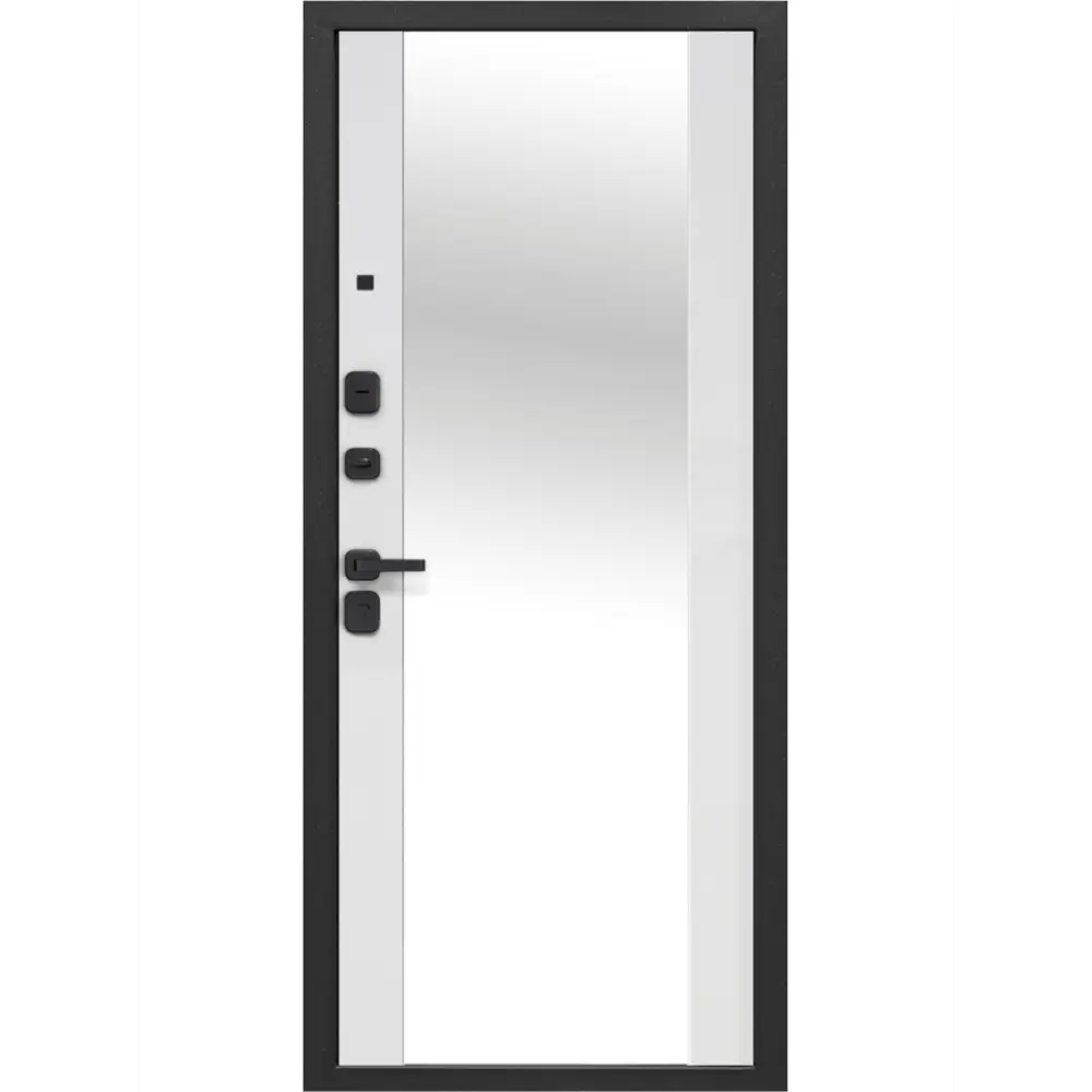 Фото 3 Входная дверь Бриз левый 205x86см цвет сатин графит/эмалит белый с зеркалом Фото 3 Входная дверь Бриз левый 205x86см цвет сатин графит/эмалит белый с зеркалом