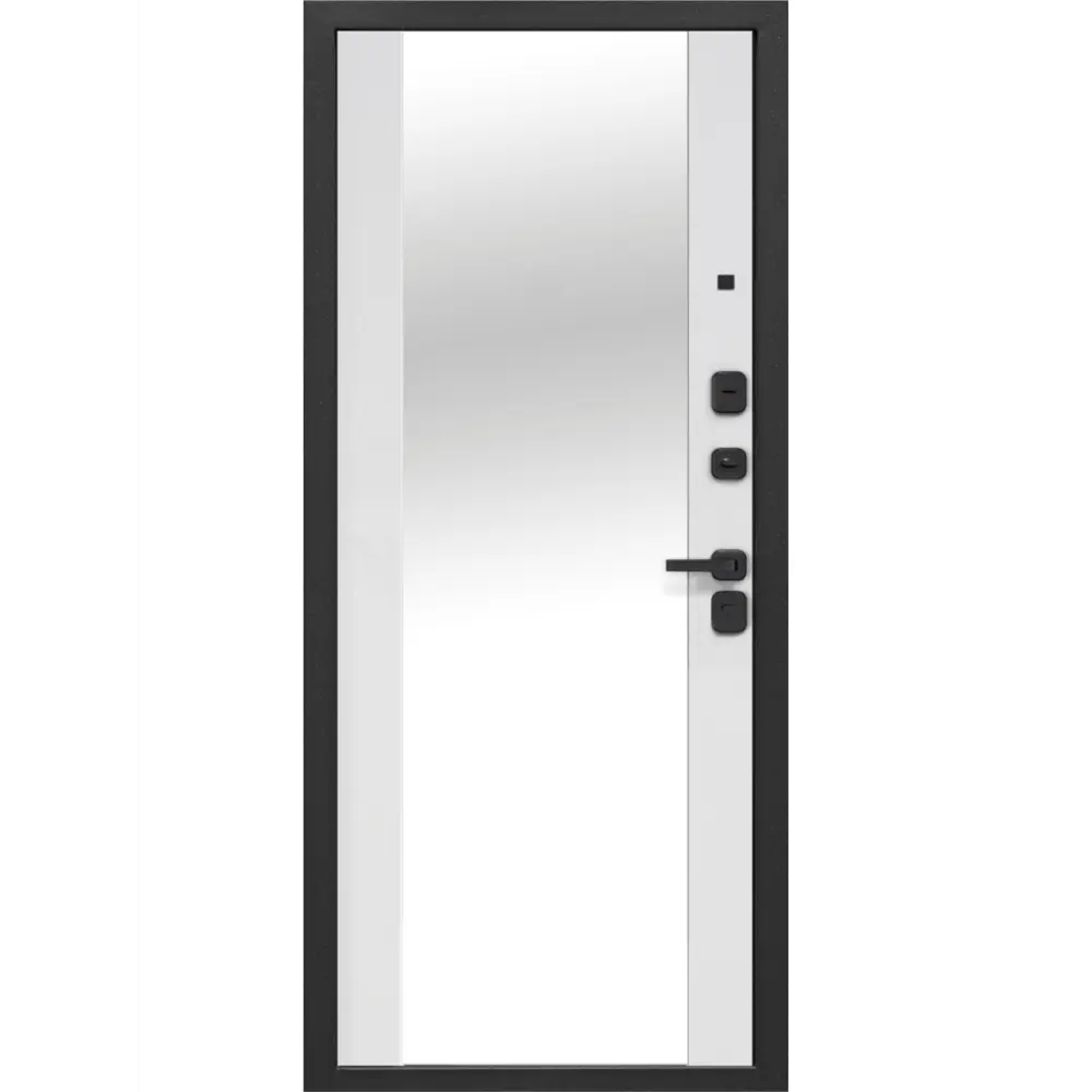 Фото 3 Входная дверь Бриз правый 205x86см цвет сатин графит/эмалит белый с зеркалом Фото 3 Входная дверь Бриз правый 205x86см цвет сатин графит/эмалит белый с зеркалом