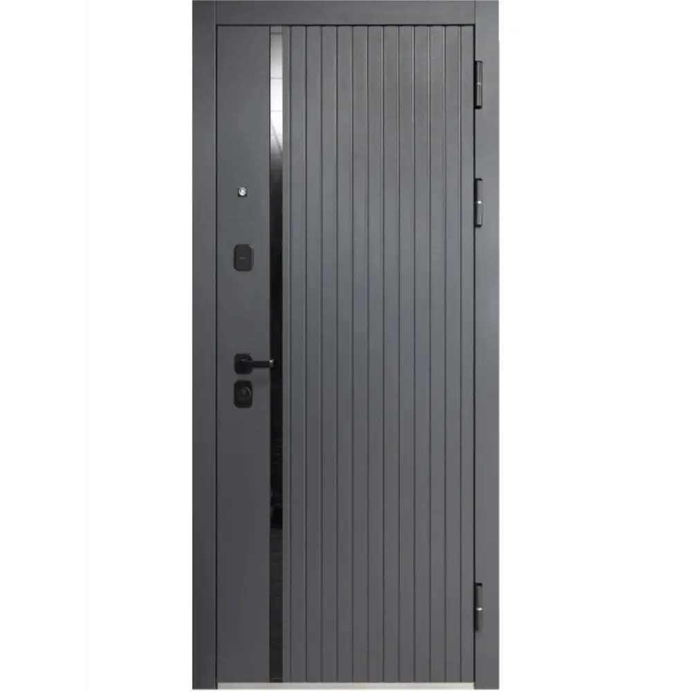 Фото 2 Входная дверь Бриз правый 205x86см цвет сатин графит/эмалит белый с зеркалом Фото 2 Входная дверь Бриз правый 205x86см цвет сатин графит/эмалит белый с зеркалом