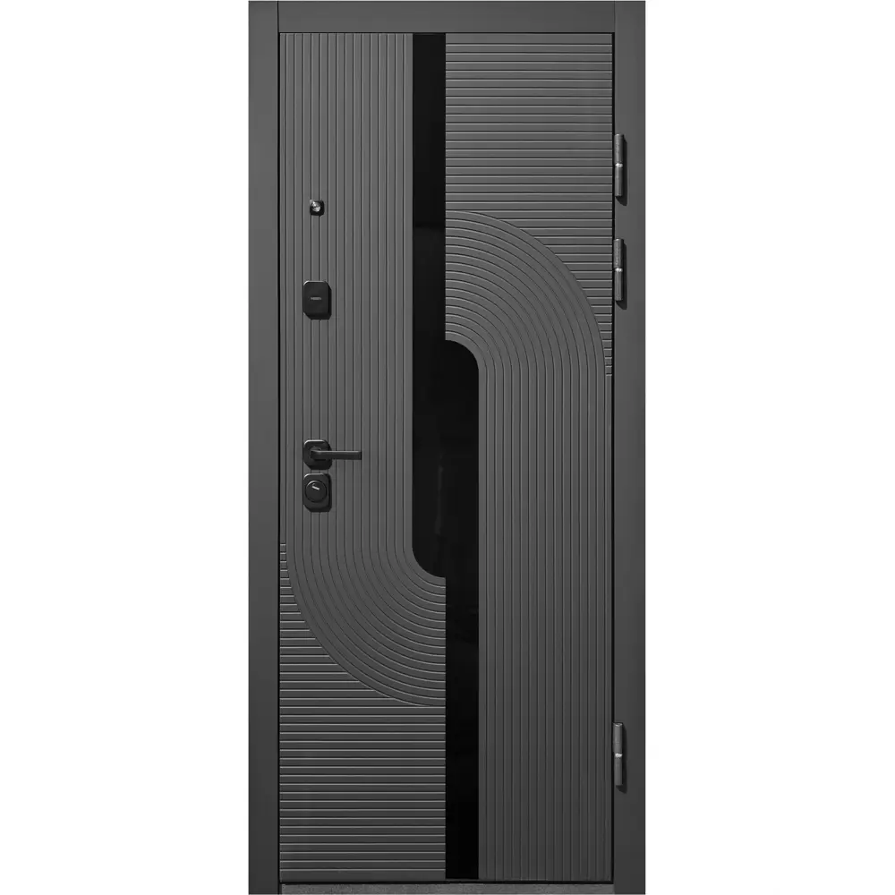 Фото 2 Входная дверь Бриз правый 205x96см цвет сатин черный/бетон снежный с зеркалом Фото 2 Входная дверь Бриз правый 205x96см цвет сатин черный/бетон снежный с зеркалом