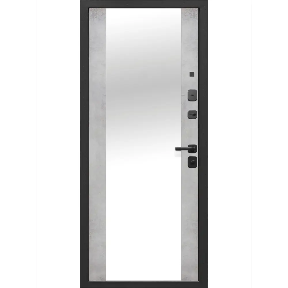 Фото 3 Входная дверь Бриз правый 205x96см цвет сатин черный/бетон снежный с зеркалом Фото 3 Входная дверь Бриз правый 205x96см цвет сатин черный/бетон снежный с зеркалом