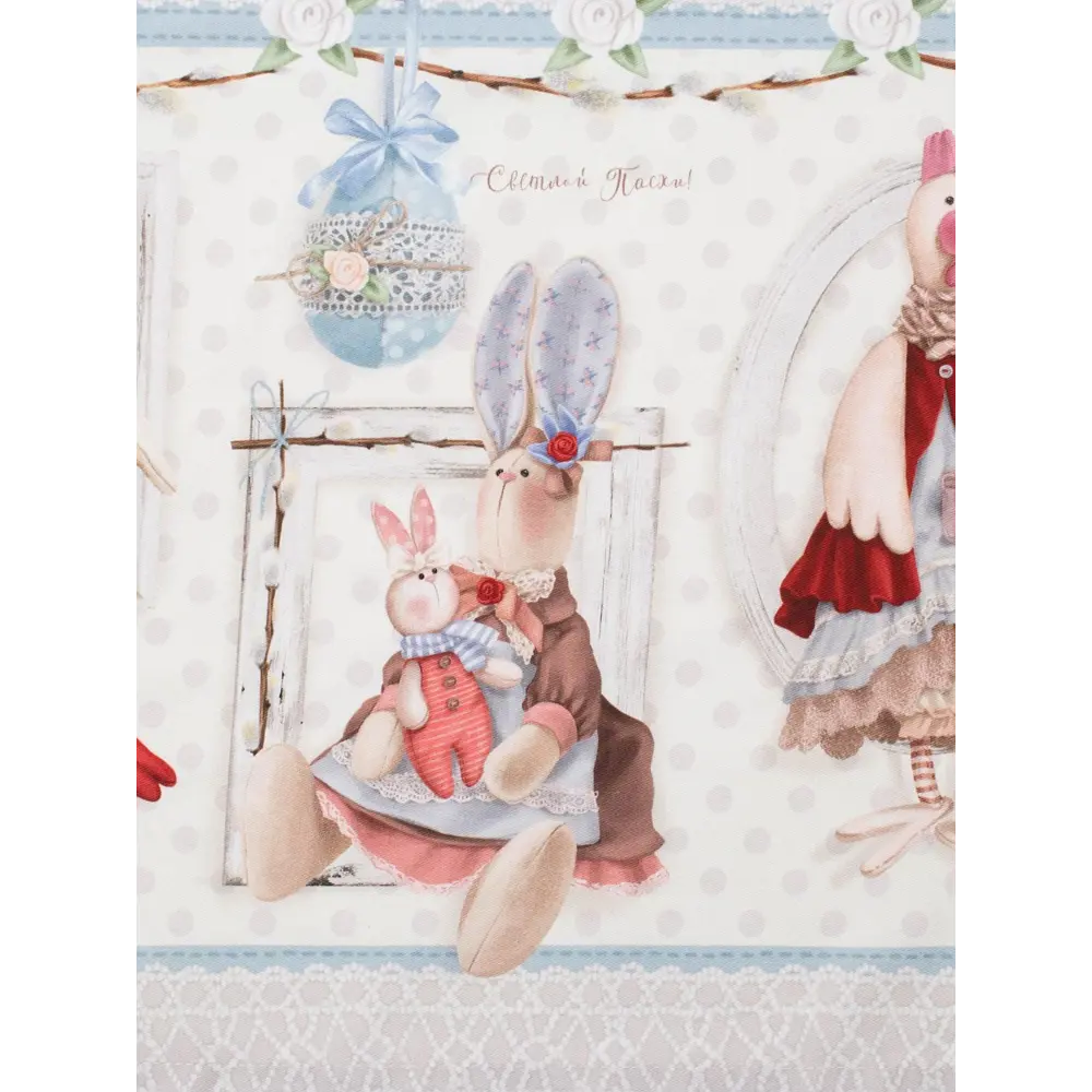 Фото 5 Скатерть на стол Этель Пасхальные Тильды круглая 110x147 см цвет красный