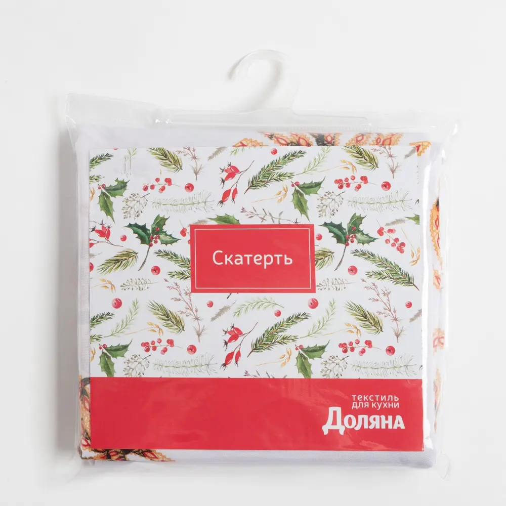 Фото 8 Скатерть на стол Доляна Сказочный Новый год круглая 145x300 см цвет белый