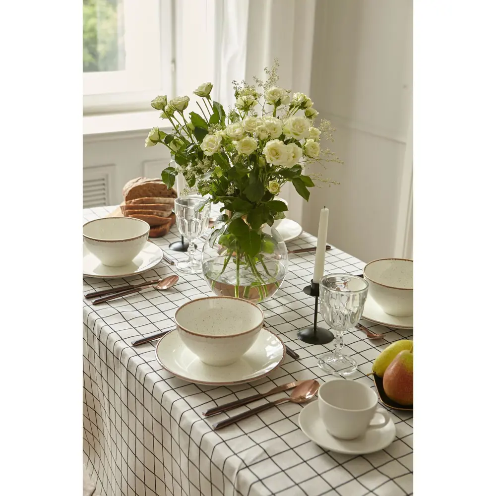 Фото 9 Скатерть на стол Доляна Клетка круглая 145x200 см цвет белый