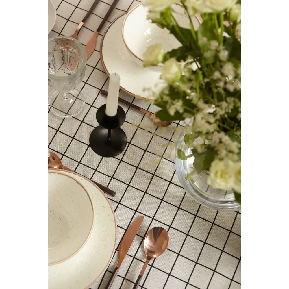 Фото 5 Скатерть на стол Доляна Клетка круглая 145x200 см цвет белый