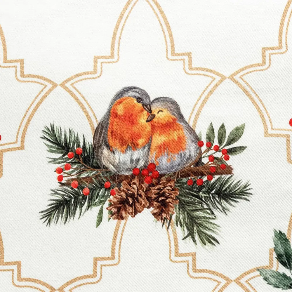 Фото 8 Скатерть на стол Этель Winter robin круглая 144x110 см цвет бежевый