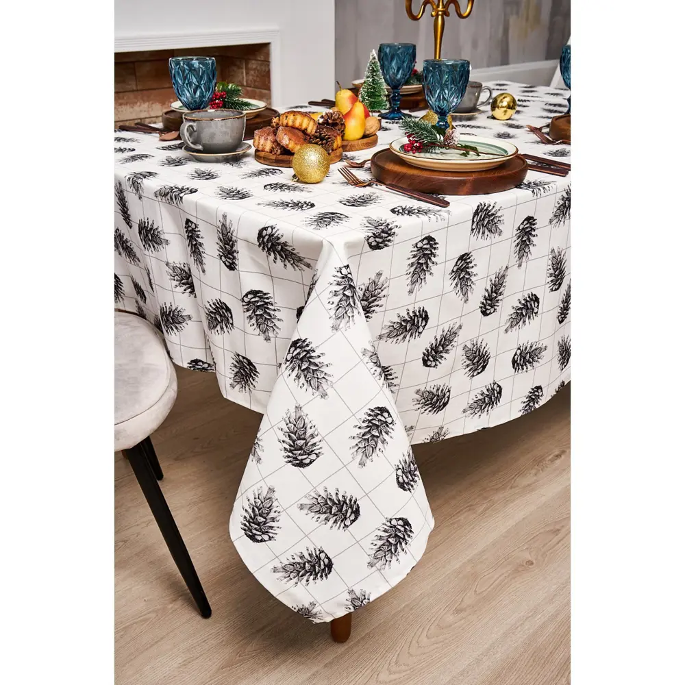 Фото 2 Скатерть на стол Этель Christmas круглая 150x110 см цвет белый Фото 2 Скатерть на стол Этель Christmas круглая 150x110 см цвет белый