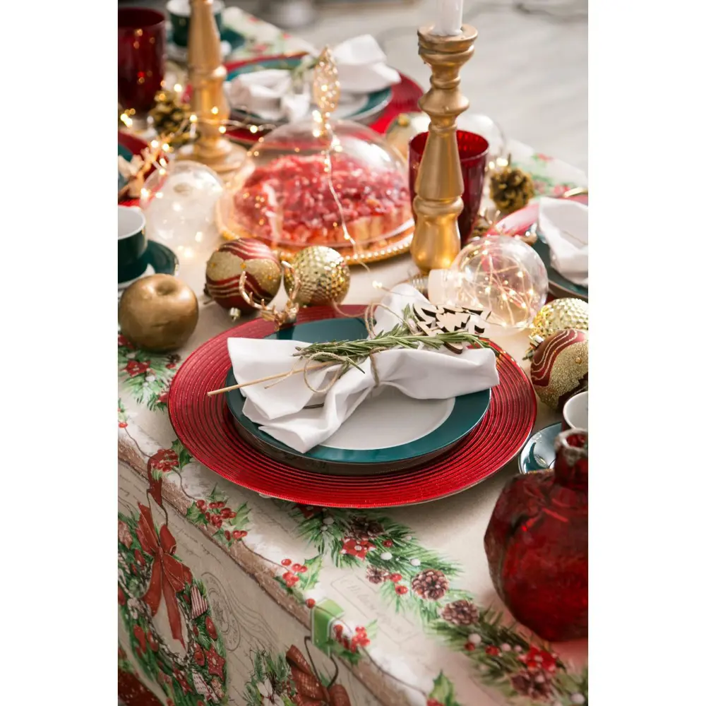 Фото 3 Скатерть на стол Этель Новогоднее настроение круглая 147x110 см цвет красный Фото 3 Скатерть на стол Этель Новогоднее настроение круглая 147x110 см цвет красный