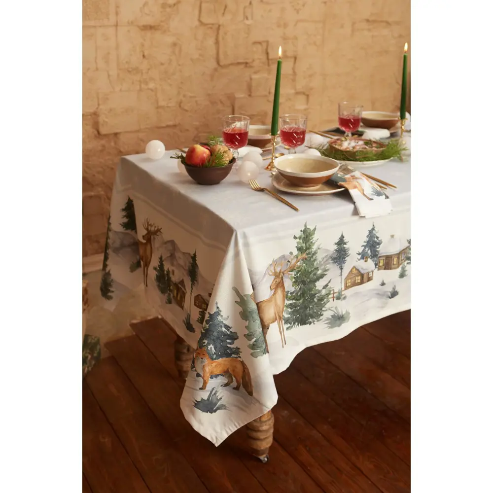 Фото 2 Скатерть на стол Этель Forest animals круглая 150x220 см цвет бежевый Фото 2 Скатерть на стол Этель Forest animals круглая 150x220 см цвет бежевый