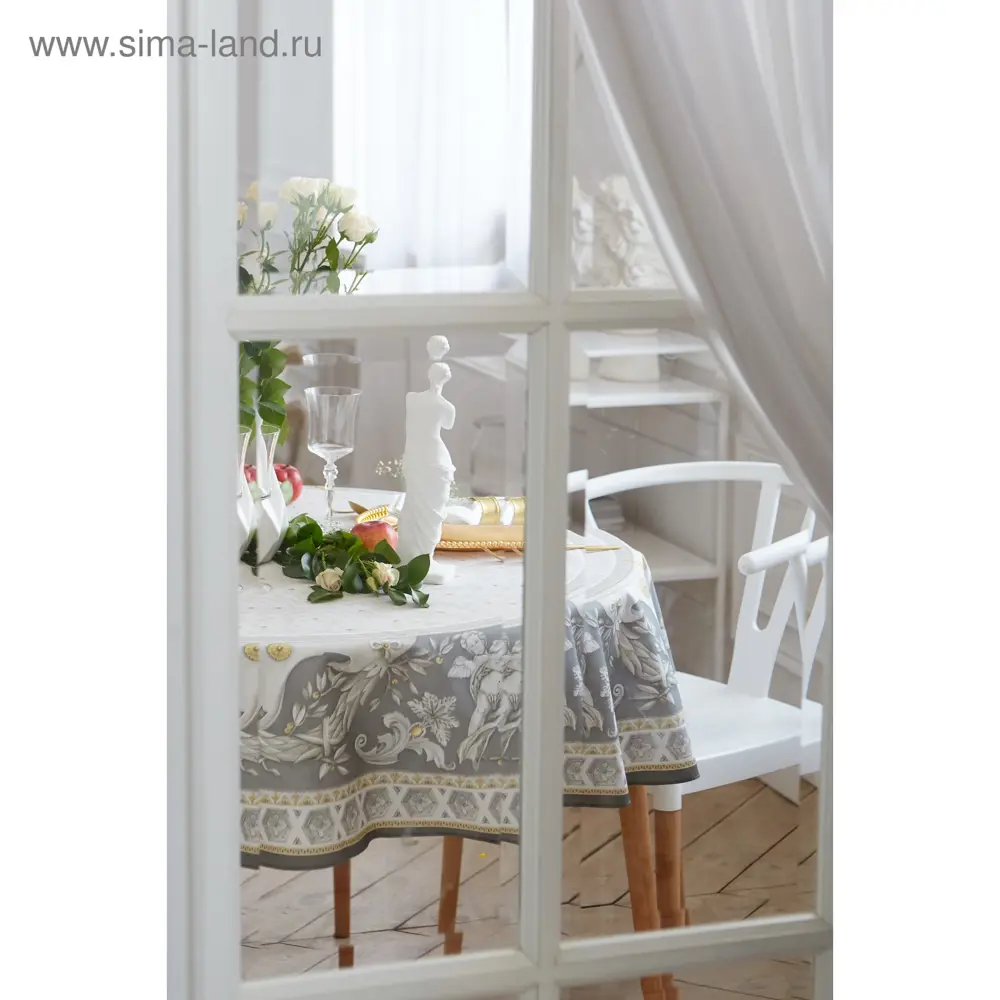Фото 8 Скатерть на стол Этель Classic style круглая 150x150 см цвет серый / серебристый Фото 8 Скатерть на стол Этель Classic style круглая 150x150 см цвет серый / серебристый