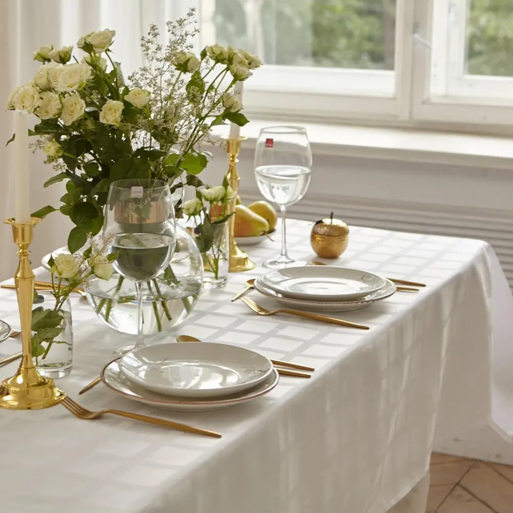 Фото 6 Скатерть на стол Этель Geometry круглая 150x180 см цвет белый