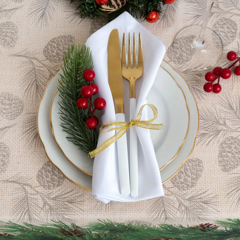 Фото 5 Скатерть на стол Этель Еловые ветви круглая 220x148 см цвет зеленый Фото 5 Скатерть на стол Этель Еловые ветви круглая 220x148 см цвет зеленый