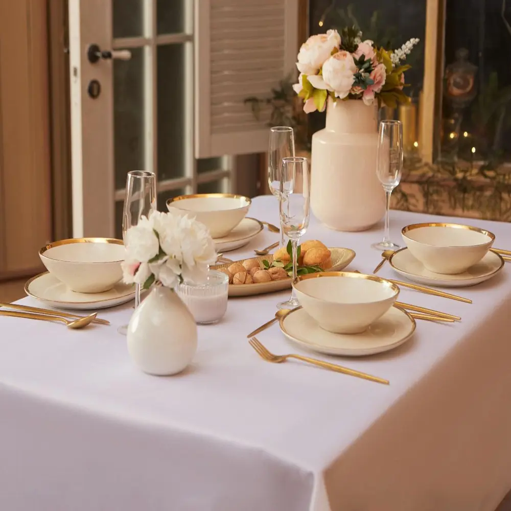 Фото 5 Скатерть на стол Этель Cozy круглая 150x110 см цвет белый