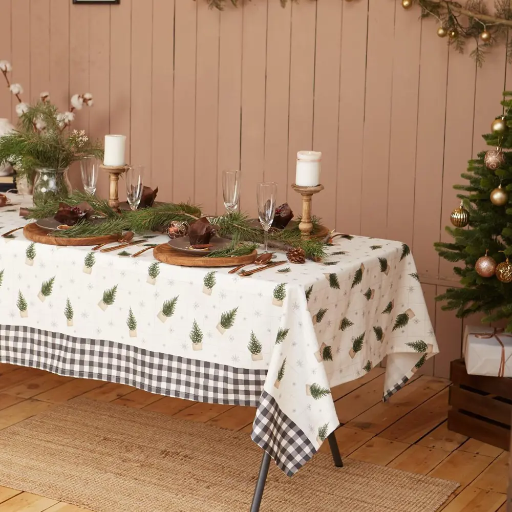 Фото 2 Скатерть на стол Этель Happy New Year круглая 149x110 см цвет бежевый