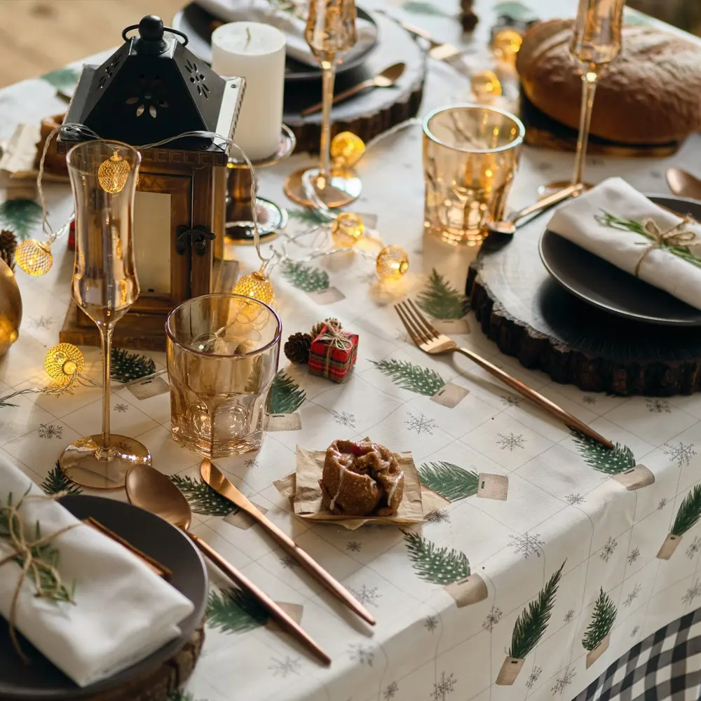 Фото 9 Скатерть на стол Этель Happy New Year круглая 149x110 см цвет бежевый