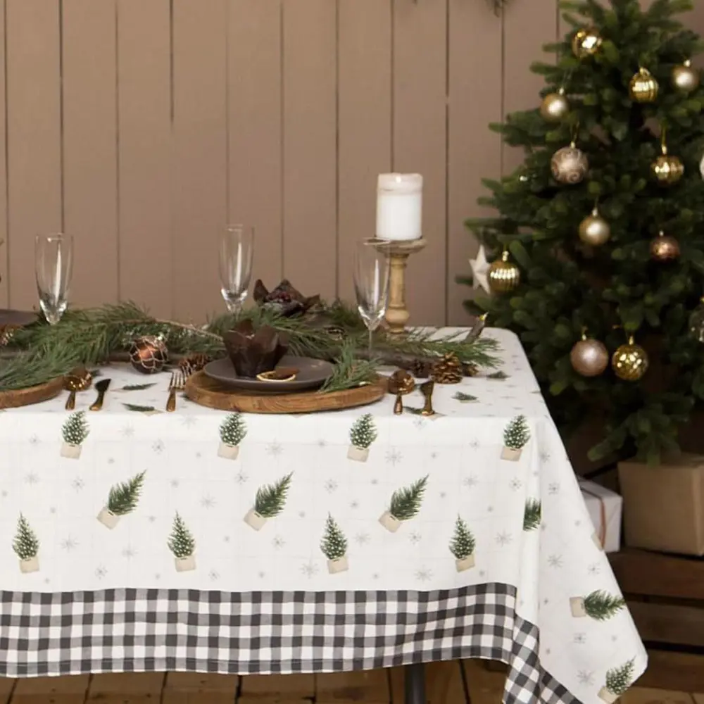 Фото 3 Скатерть на стол Этель Happy New Year круглая 149x110 см цвет бежевый