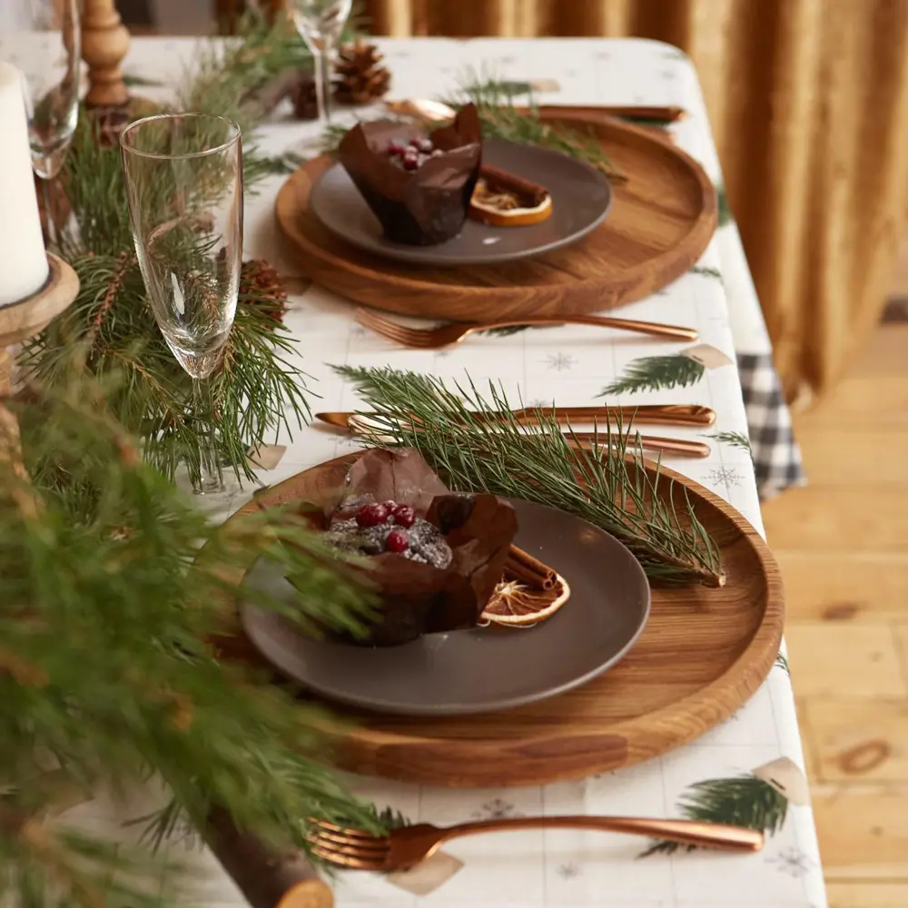 Фото 6 Скатерть на стол Этель Happy New Year круглая 149x110 см цвет бежевый