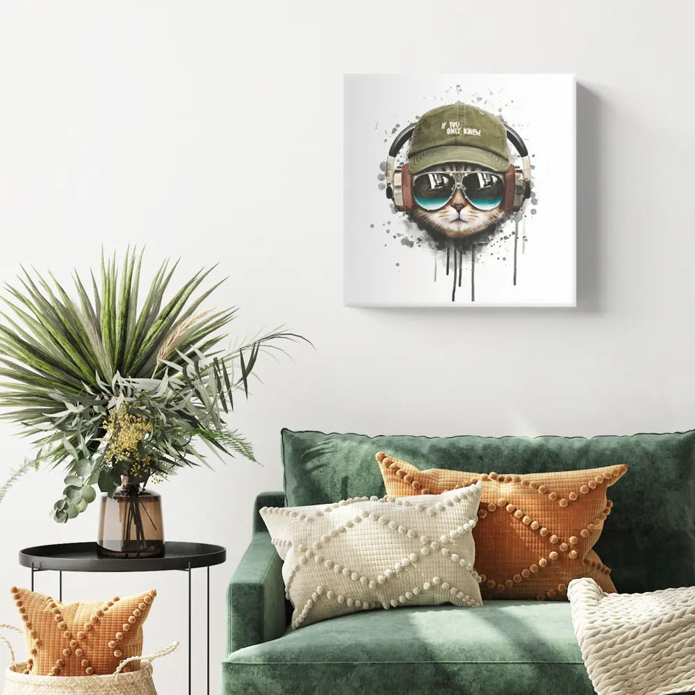 Фото 2 Картина на холсте Postermarket "Кот хипстер" 40x40 см Фото 2 Картина на холсте Postermarket "Кот хипстер" 40x40 см