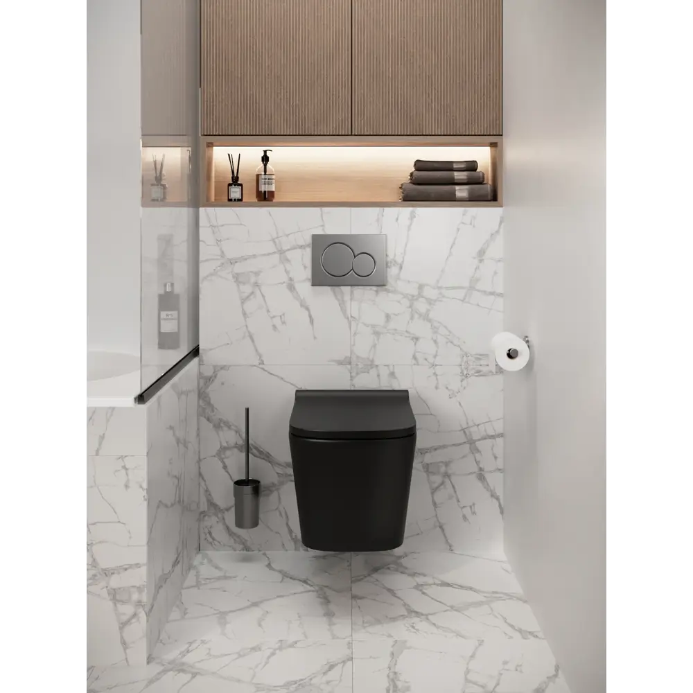 Фото 9 Комплект инсталляция и унитаз 3 в 1: инсталляция Enio Profi EN7050050 унитаз подвесной Enio Binario BL и кнопка чёрная матовая Linea Фото 9 Комплект инсталляция и унитаз 3 в 1: инсталляция Enio Profi EN7050050 унитаз подвесной Enio Binario BL и кнопка чёрная матовая Linea